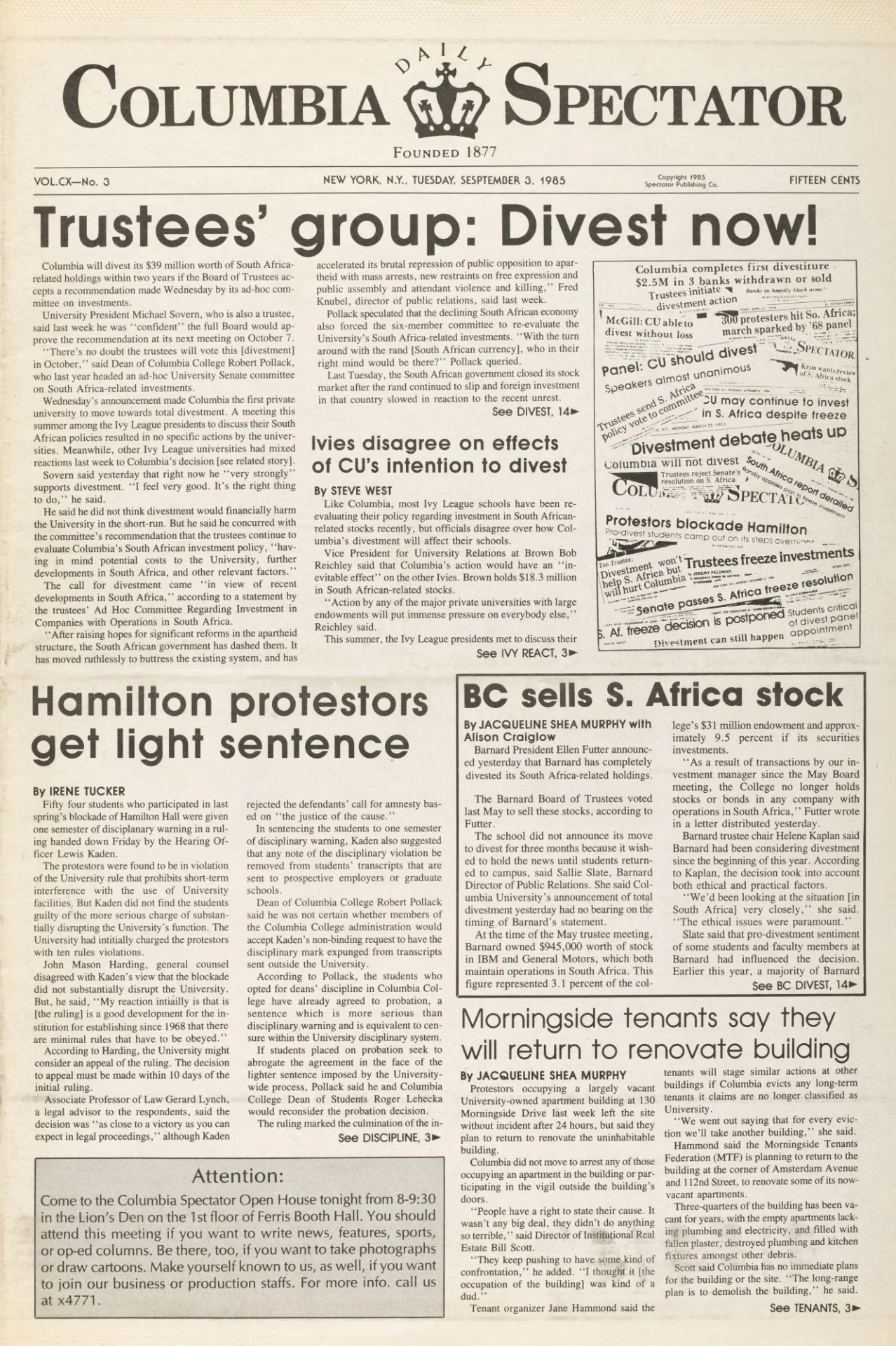 Image of Columbia Spectator Article.