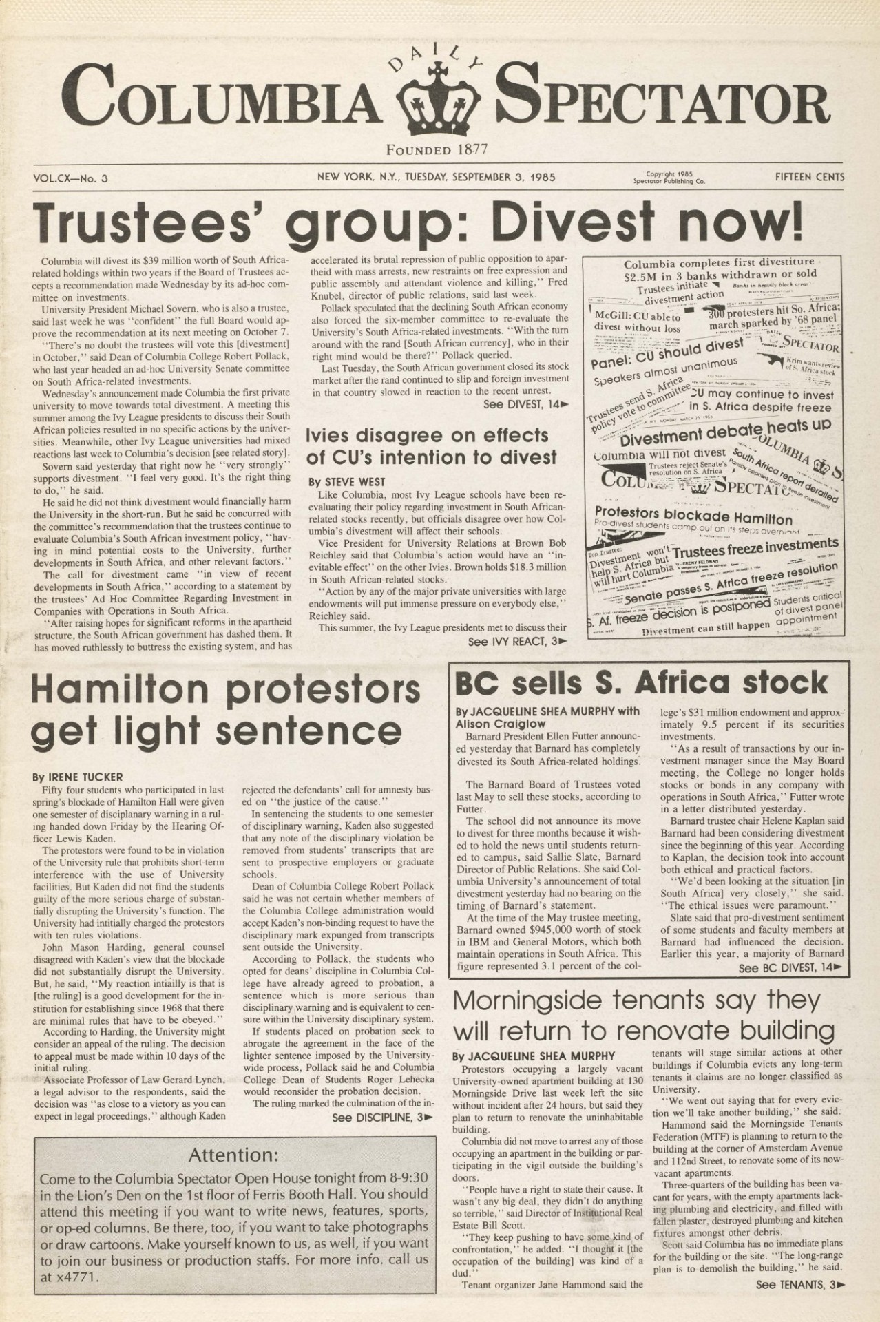 Image of Columbia Spectator Article.
