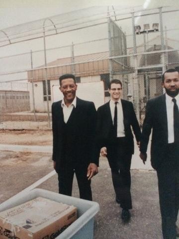 Walter McMillian, Bryan Stevenson, and Bernard Harcourt on the day Mr. McMillian was released.